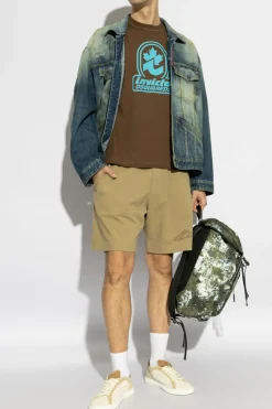 Dsquared2 GREEN Cotton shorts with printed logo