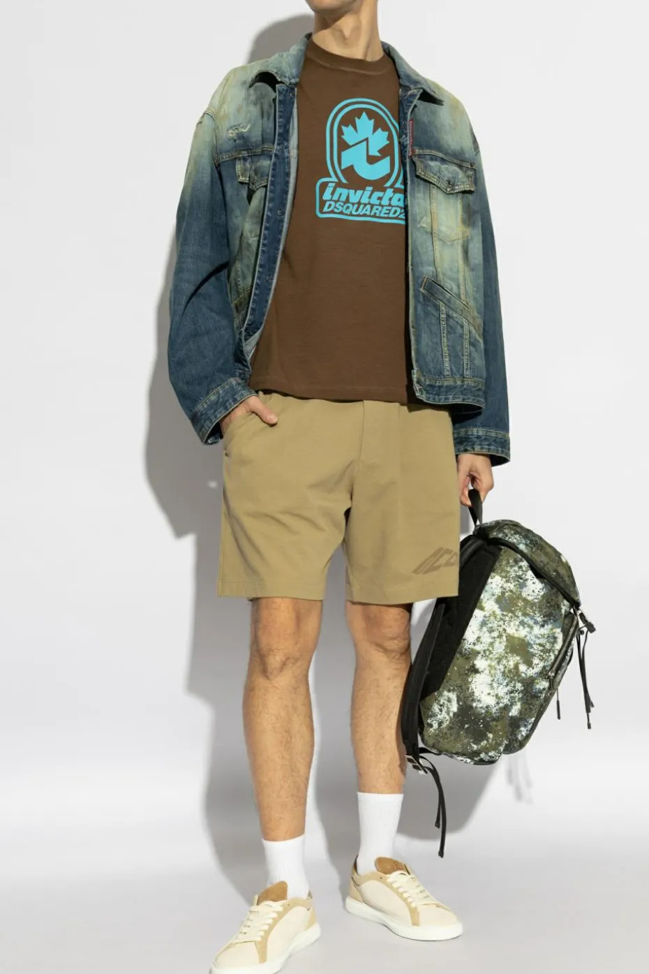 Dsquared2 GREEN Cotton shorts with printed logo