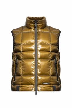 Dsquared2 GREEN Down vest with stand-up collar
