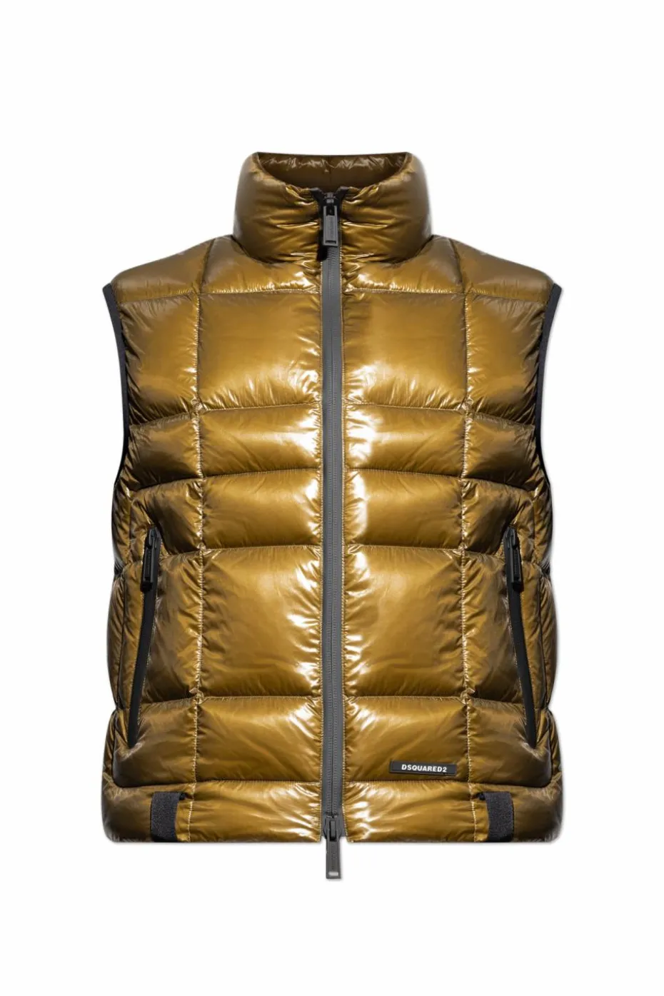 Dsquared2 GREEN Down vest with stand-up collar
