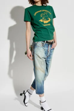 Dsquared2 GREEN T-shirt with print