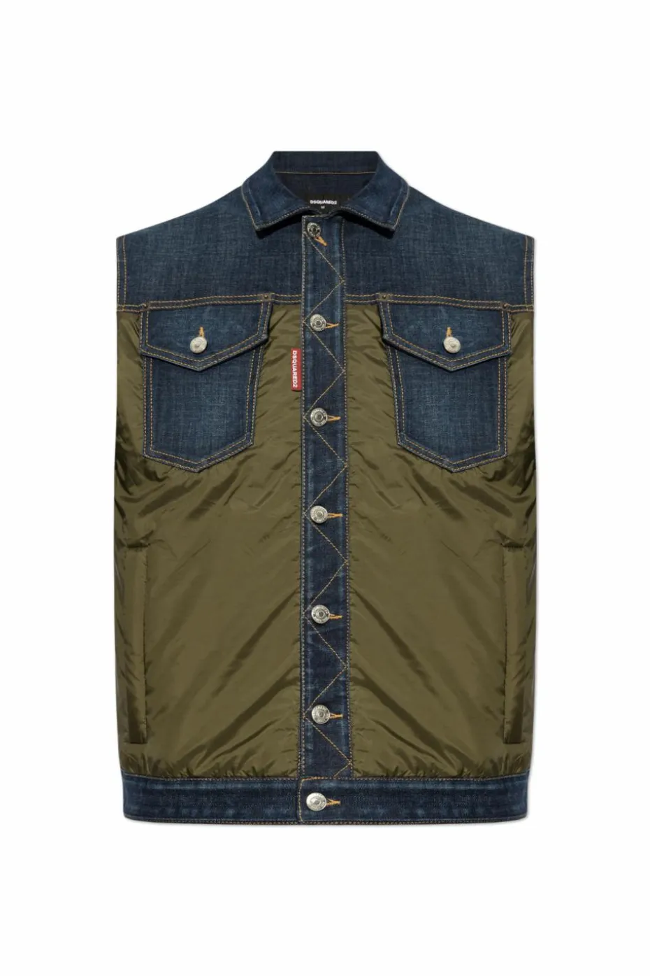 Dsquared2 GREEN Vest made of combined materials