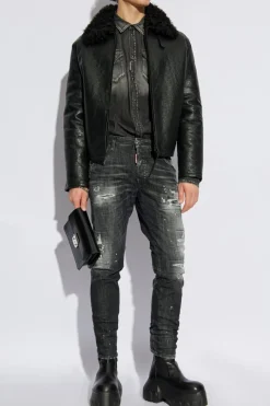 Dsquared2 GREY Denim shirt with vintage effect