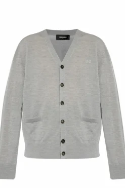 Dsquared2 GREY Wool cardigan with pockets