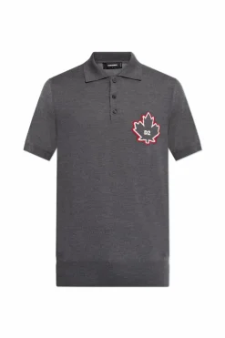 Dsquared2 GREY Wool polo with embroidered logo