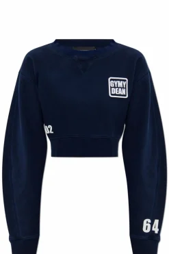 Dsquared2 NAVY BLUE Cropped sweatshirt with logo