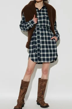 Dsquared2 NAVY BLUE Dress with a check pattern