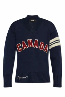 Dsquared2 NAVY BLUE V-neck sweater