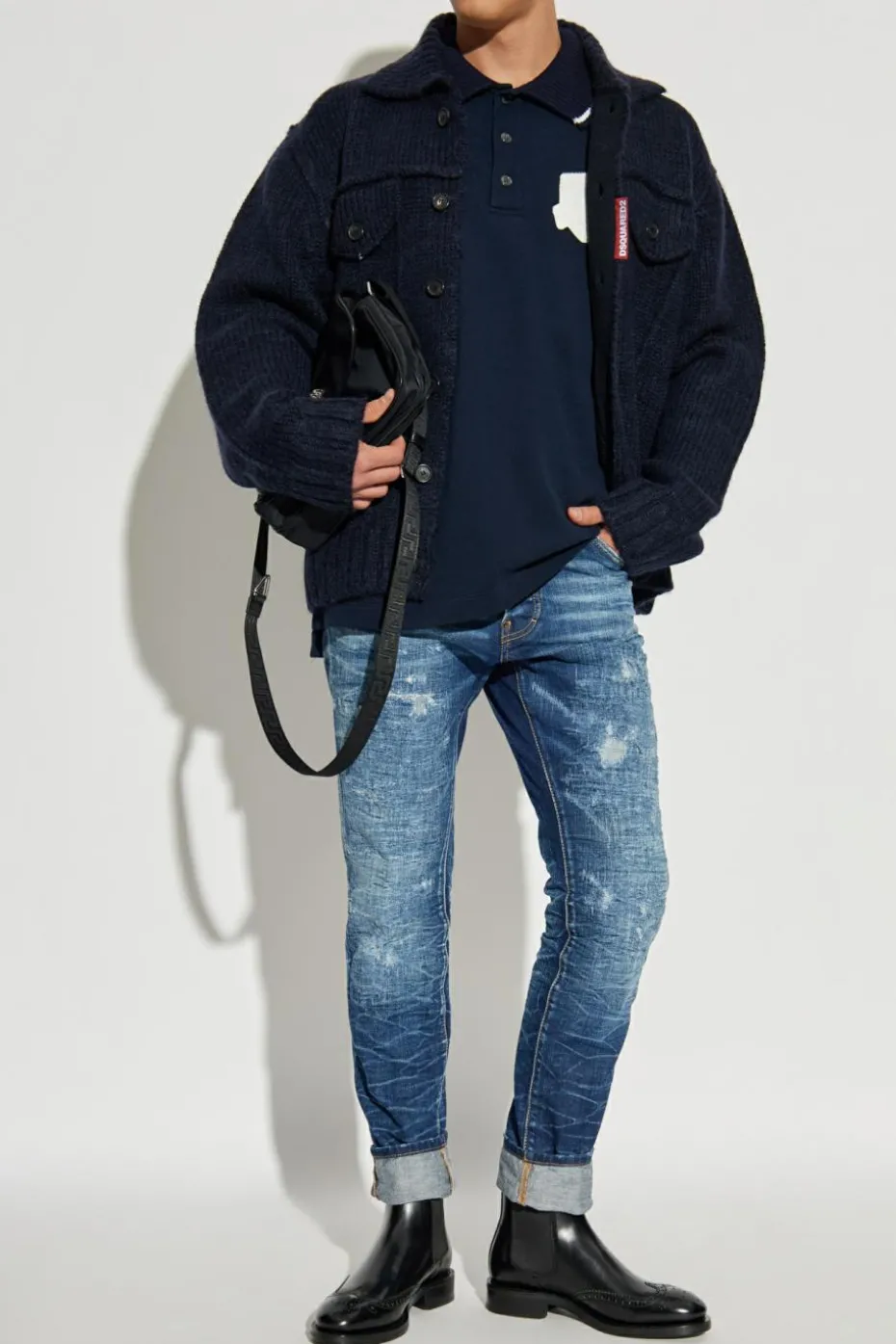 Dsquared2 NAVY BLUE Wool cardigan