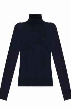 Dsquared2 NAVY BLUE Wool turtleneck sweater with logo