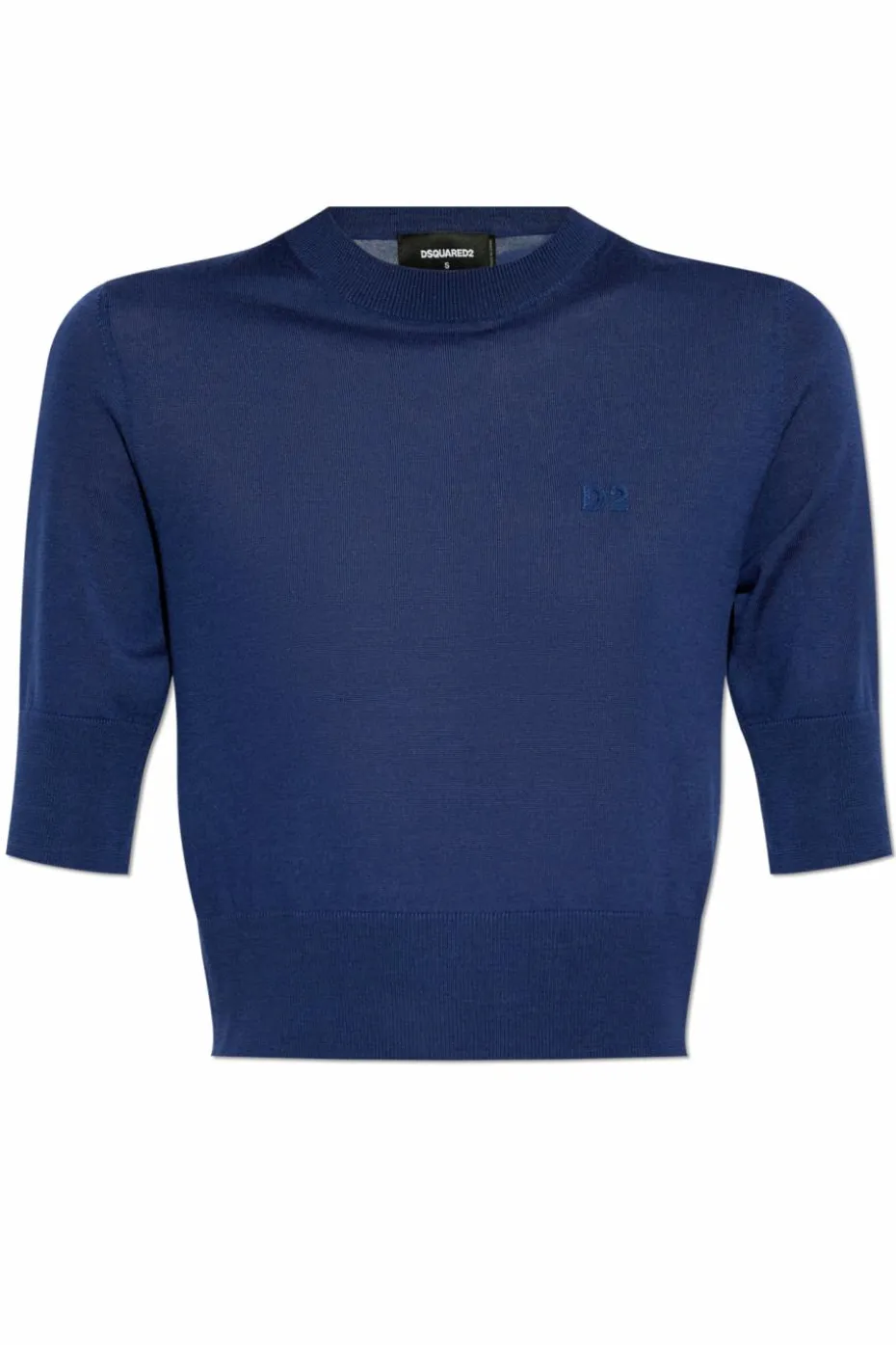 Dsquared2 NAVY BLUE Wool top with embroidered logo
