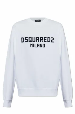 Dsquared2 WHITE Sweatshirt with logo and velvety finish