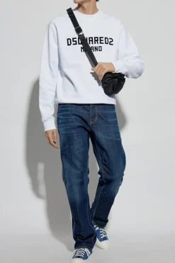 Dsquared2 WHITE Sweatshirt with logo and velvety finish