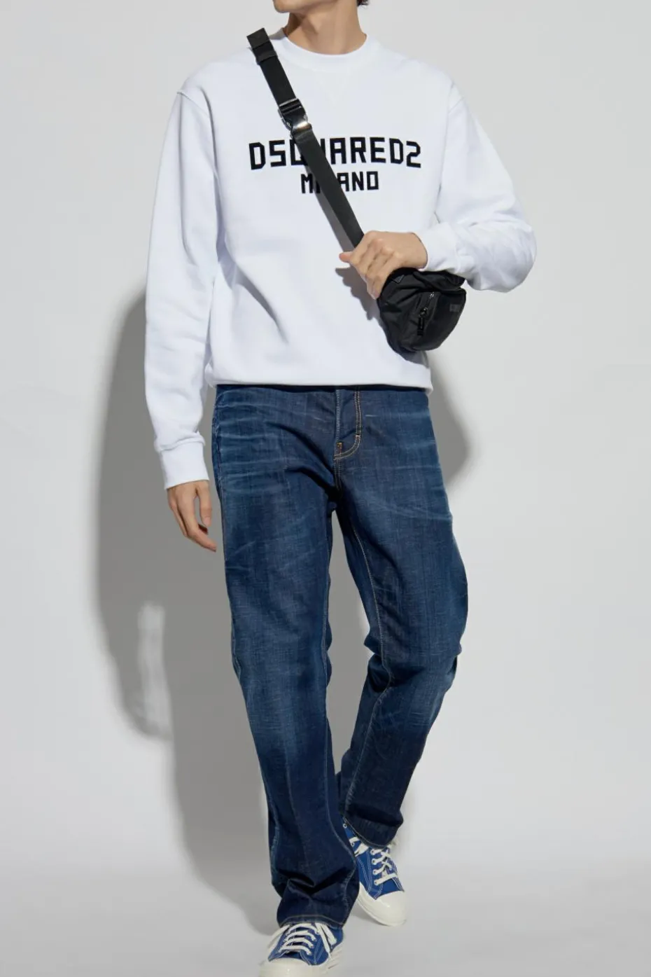 Dsquared2 WHITE Sweatshirt with logo and velvety finish