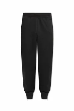 EA7 Emporio Armani BLACK Pants with logo patch