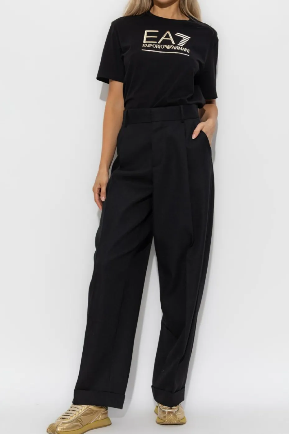 EA7 Emporio Armani BLACK T-shirt from the "Sustainability" collection