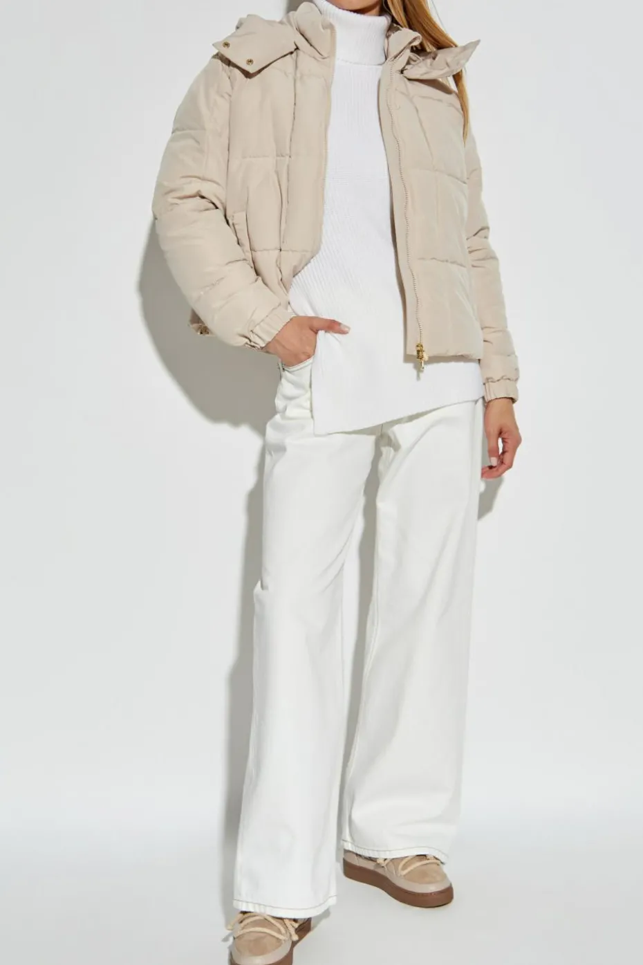 EA7 Emporio Armani cream Quilted insulated jacket
