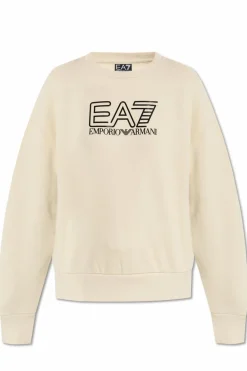 EA7 Emporio Armani cream Sweatshirt with printed logo