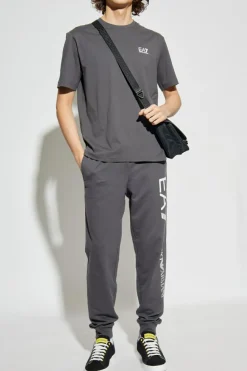 EA7 Emporio Armani GREY Sweatpants with printed logo