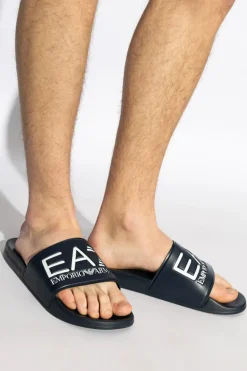 EA7 Emporio Armani NAVY BLUE Rubber flip-flops with logo