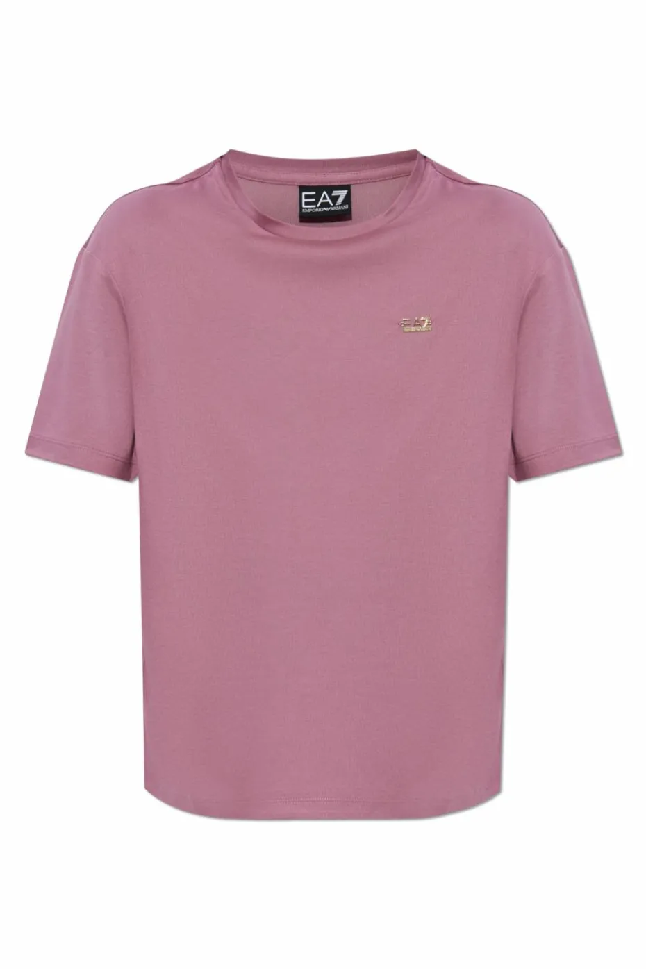 EA7 Emporio Armani PINK T-shirt with an appliqué in the shape of a logo