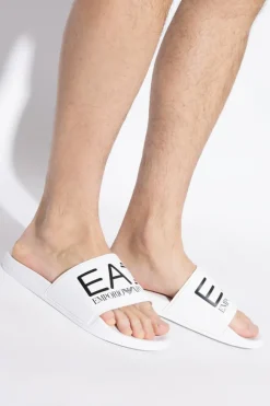 EA7 Emporio Armani WHITE Rubber slides with logo