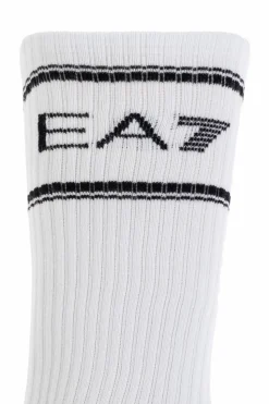 EA7 Emporio Armani WHITE Three-pack of socks with logo