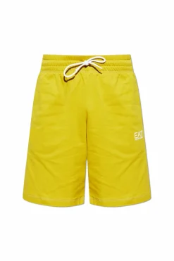 EA7 Emporio Armani YELLOW Shorts with printed logo