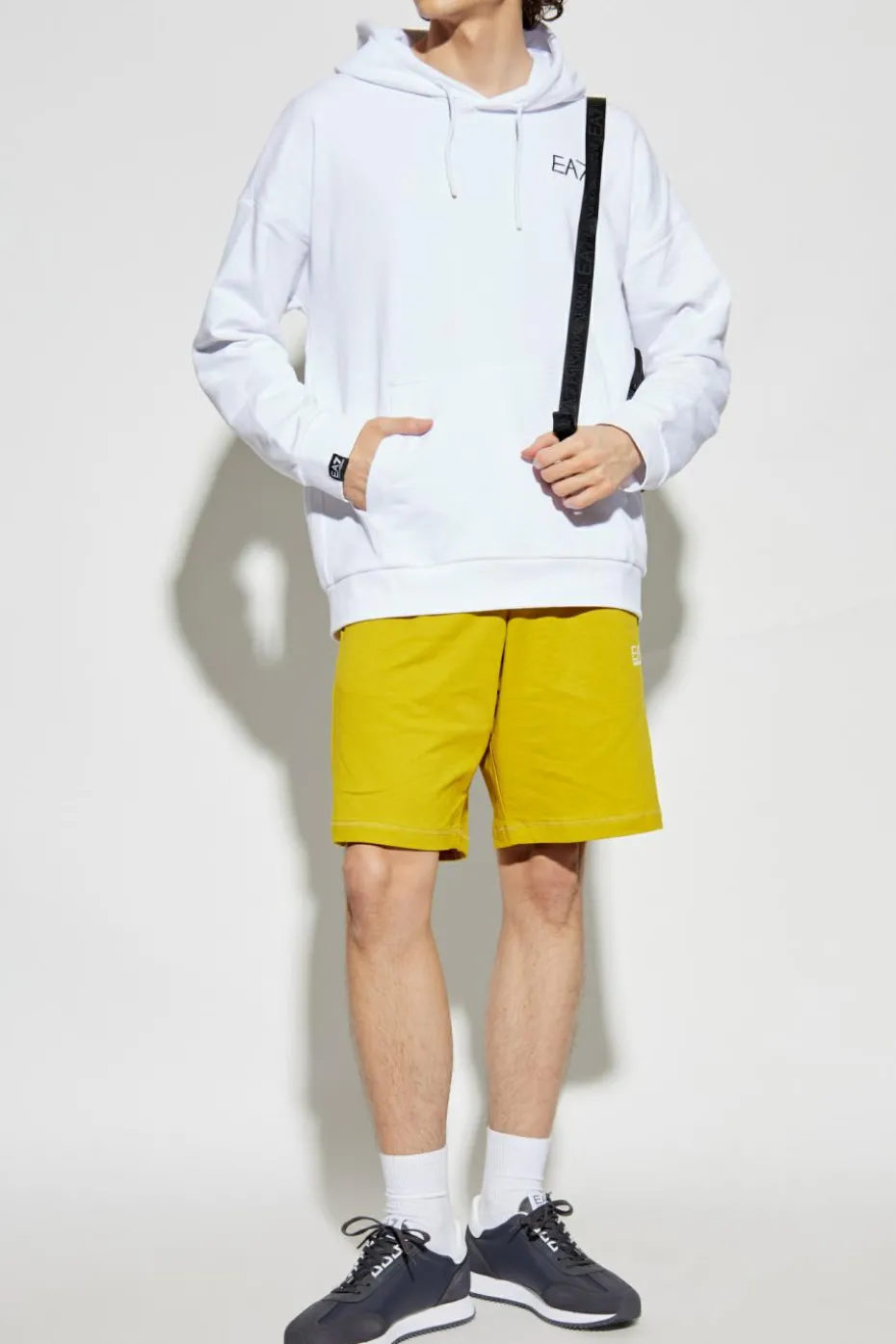 EA7 Emporio Armani YELLOW Shorts with printed logo