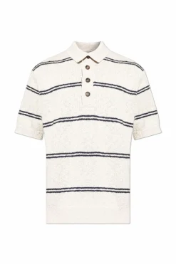 Eleventy cream Polo with striped pattern