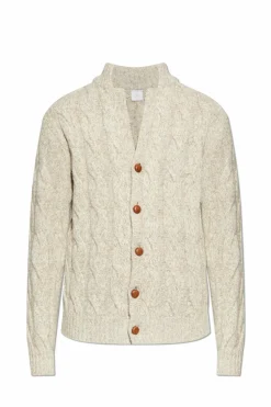 Eleventy cream Wool cardigan with decorative knit