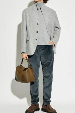 Eleventy GREY Jacket with a stand-up collar