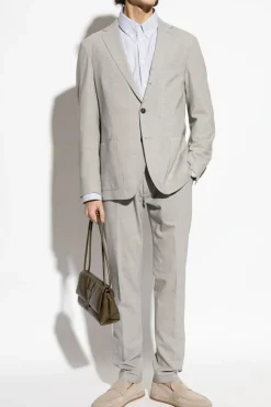 Eleventy GREY Wool blazer with open lapels
