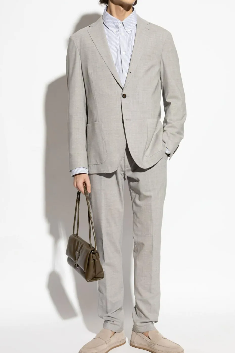 Eleventy GREY Wool blazer with open lapels