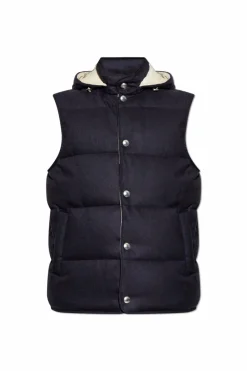 Eleventy NAVY BLUE Quilted vest with detachable hood