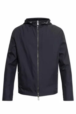 Eleventy NAVY BLUE Silk jacket with hood