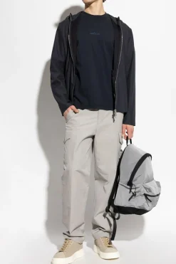 Eleventy NAVY BLUE Silk jacket with hood