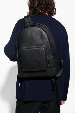 Emporio Armani BLACK Leather backpack with logo