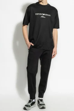 Emporio Armani BLACK Pants with stitching on the legs