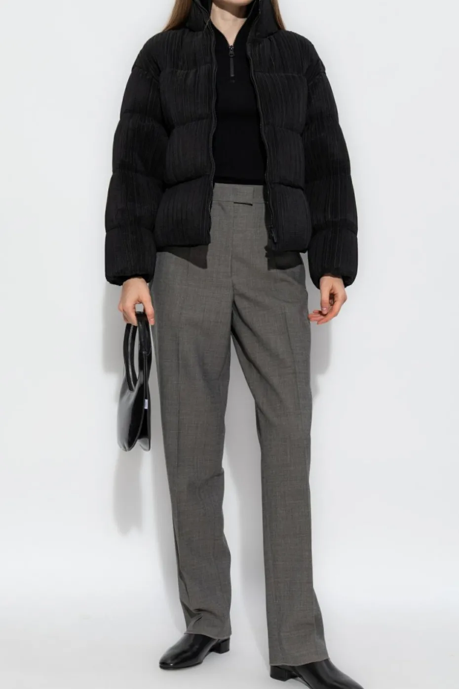 Emporio Armani BLACK Pleated jacket with stand-up collar