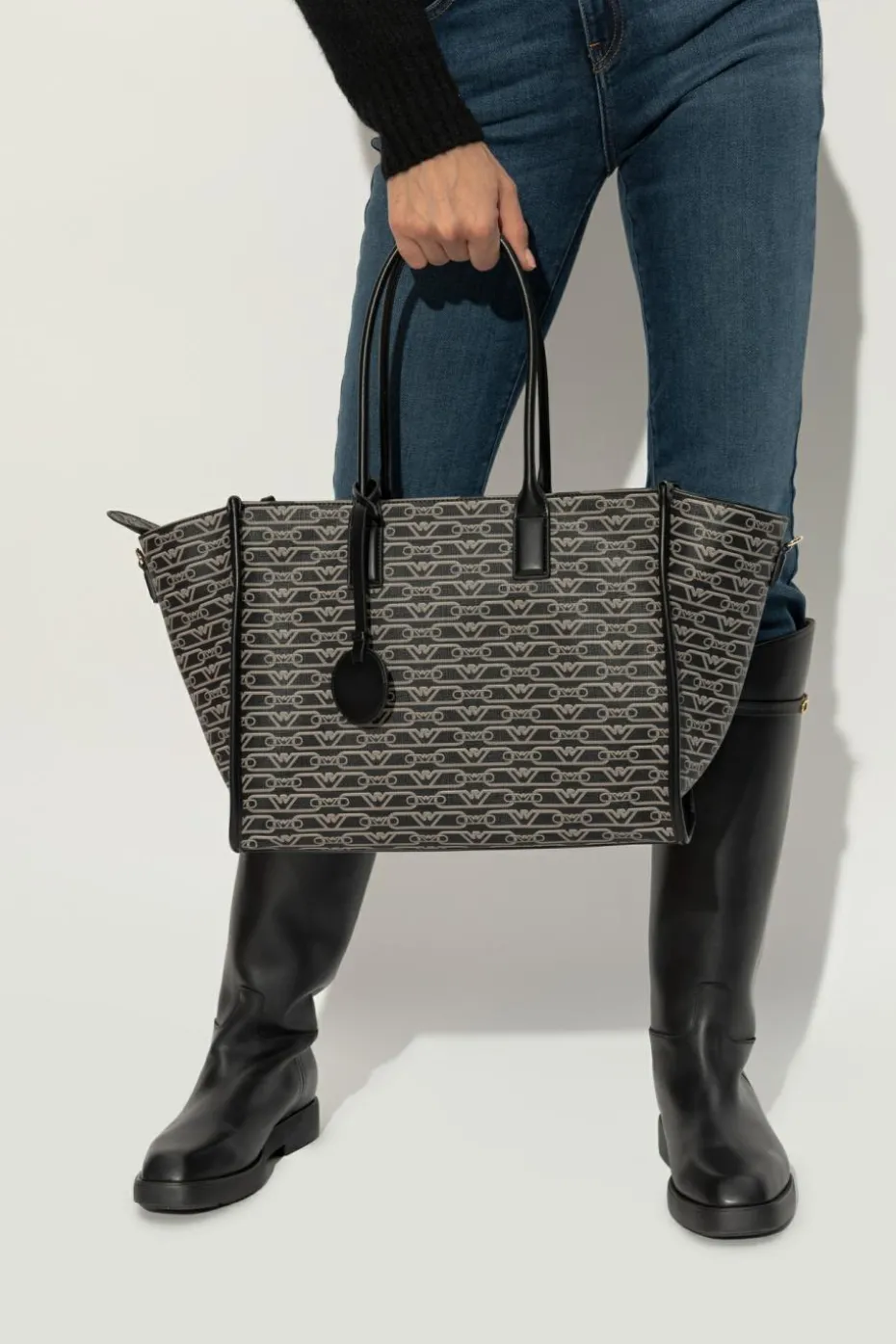 Emporio Armani BLACK Shopper bag with monogram