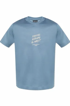 Emporio Armani BLUE T-shirt with a round neckline