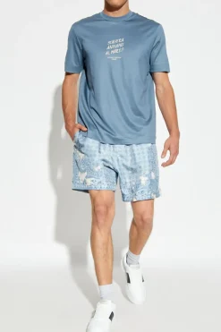 Emporio Armani BLUE T-shirt with a round neckline