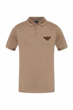 Emporio Armani BROWN Polo with logo patch