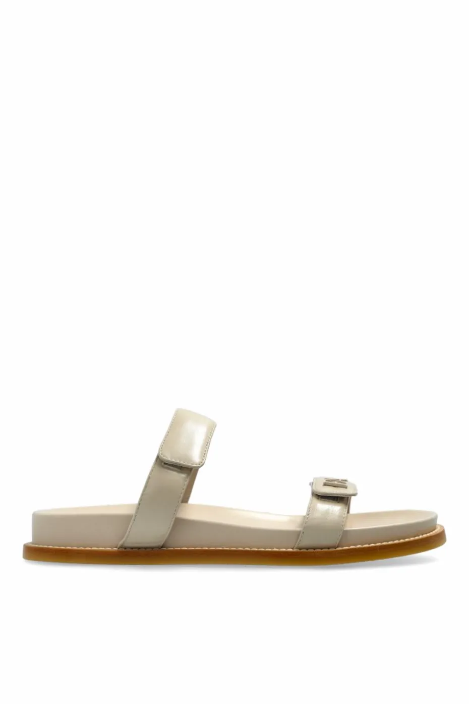 Emporio Armani cream Leather slides with logo