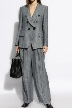 Emporio Armani GREY Linen pants with stitching on the legs
