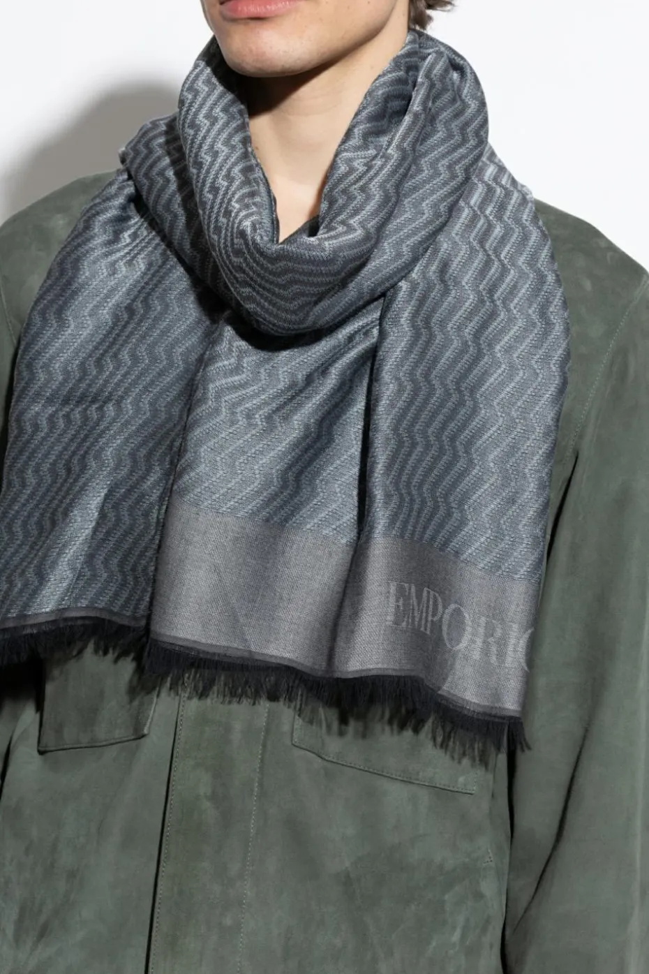Emporio Armani GREY Patterned scarf