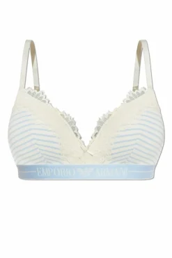Emporio Armani light blue Bra with stripe pattern