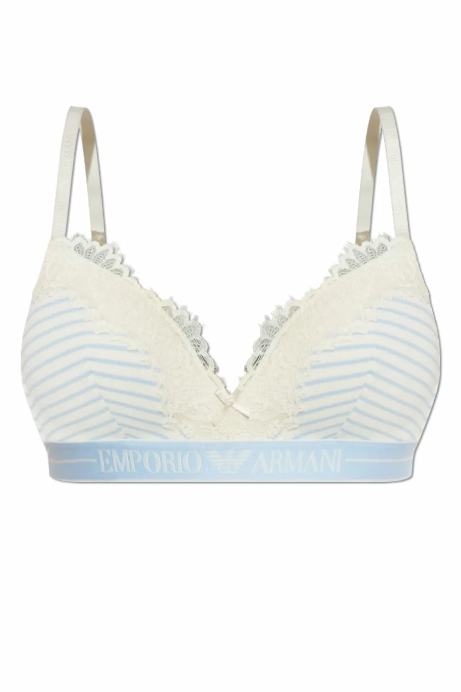 Emporio Armani light blue Bra with stripe pattern