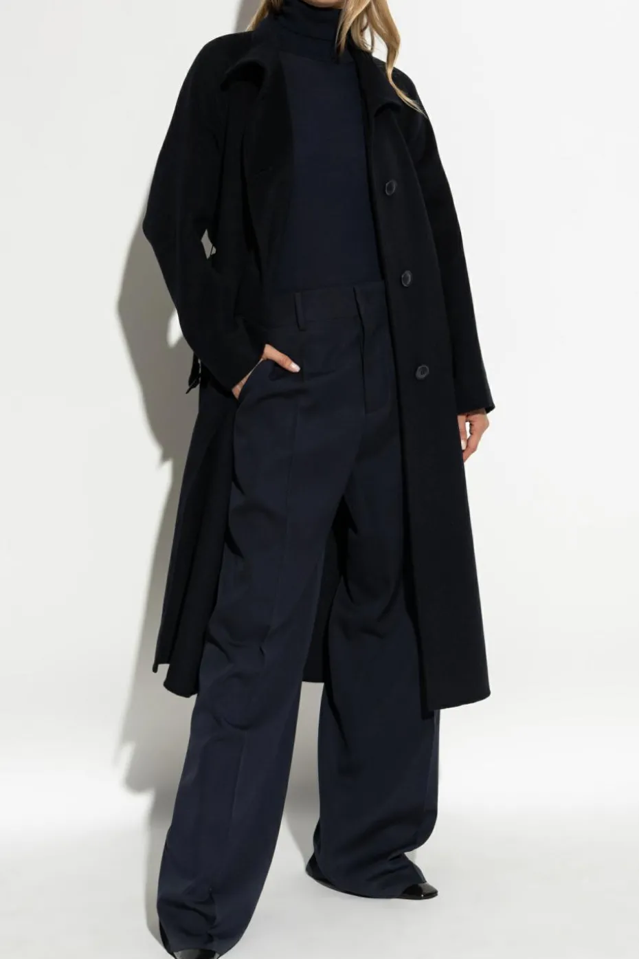 Emporio Armani NAVY BLUE Coat with stand-up collar